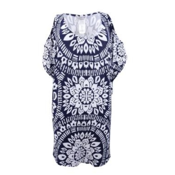 NWT Trina Turk Printed Cold shoulder Tunic Coverup - Picture 1 of 6